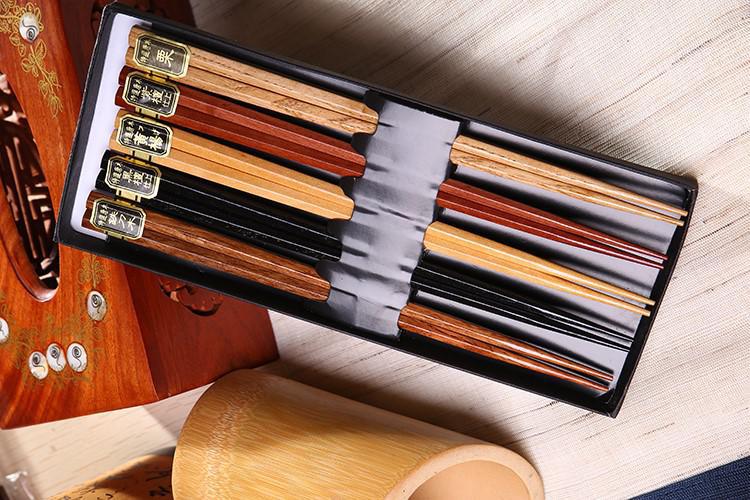 Japanese Chopsticks Set Giftbox 5 Pair Plain Different Woodtypes