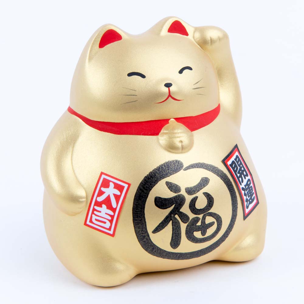 Lucky Cat Maneki Neko Coin Bank Gold - Better Fortune