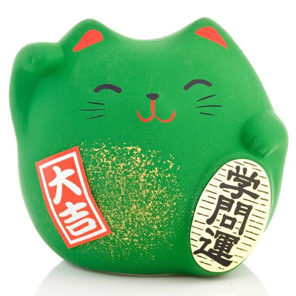 Lucky Cat Maneki Neko Small Green - Study