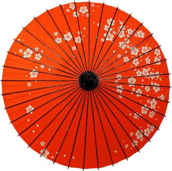 Japanese Parasol Lacquer Plum Blossom Red