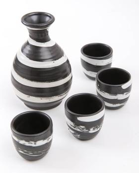 Japanese Sake Set Stripe Giftbox 4 Piece